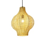 GaoF Japanese Retro Fish Line Chandelier Creative DIY Drum Pendant Lamp Bamboo Lampshade Vintage Bamboo Rattan Hanging Light Adjustable Cable Lighting Luminaire Decor E27