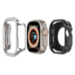 För Apple Watch Ultra 49 mm Watch Case PC+TPU Anti-Scratch Cover Silvergrey