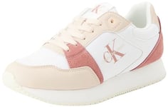 Calvin Klein Jeans Femme Runner Low Lace Mix ML BTW YW0YW01436 Baskets de Running, Blanc (Bright White/Whisper Pink), 39 EU