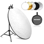 Neewer 32"/80cm Light Reflector Kit, 5 in 1 Collapsible Round Reflector (Translucent/Silver/Gold/White/Black) w/Clamp, Mount Adapter & 21"-43"/53-110cm Stand for Low Angle Children Studio Photography