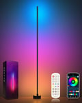 Miortior Lampadaire Led sur Pied, Lampadaire LED d'Angle RGB avec Contrôle APP et Télécommande, Synchronisation Musicale, 16 Millions de Couleurs et 68 Modes de Scène, Lampe Moderne pour Chambre