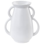 Vase à Fleurs Contemporain 19 cm avec Poignées en Porcelaine Blanc Koropi