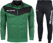 Givova Fotball Trening Treningsdress Sett Sweatshirt Bukser Givova Tuta Visa Triacetato Grønn Og Svart Tr018 1310 2Xs