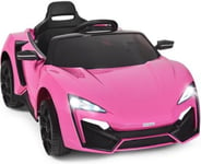 Voiture Électrique Enfants 12V Charge 25KG Télécommande Effets Sonores Lumineux Démarrage Lent Rose