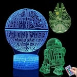 Probuk Star Wars Lampe 3D 3 Pièces Veilleuse 3D Illusion LED Illusion Night L...