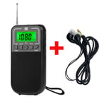 Mini récepteur radio portable de poche avec haut-parleur intégré,FM,AM,SW,DSP,écran rétro4.2 LCD,réveil,prise en charge chronométrée - Type Black-earphone