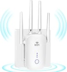 WiFi Extender Booster, Internet Booster 1200Mbps,WiFi Booster Dual Band 2.4GHz & 5.8GHz,WiFi Range Extender with Ethernet Port and External 4 * 3dBi Antennas, Covers Up to 3000 Sq.ft (White)