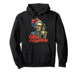 Skeleton Coffee Is My Valentine Retro Valentines Day Womens Pullover Hoodie