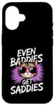 Coque pour iPhone 16 Even Baddies Get Saddies Cat Confident Girl Trendy Citation