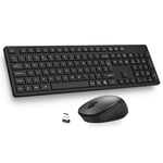 LeadsaiL Wireless Keyboard and Mouse Set, 2.4GHz USB Computer Keyboards and Mouse Combo, Full Size UK QWERTY Layout, Ergonomic Design with 12 Multimedia Shortcuts for HP/Lenovo Laptop and Mac-Black