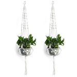 YMWALK Macrame Plant Hanger, 2 PCS Hanging Plant Pot,Handmade Flower Pot Basket Hanging Rope Plant Holder for Outdoor Indoor Wall Art, Garden,Porch, Hallway and Home Decor (105cm/41inch,White)