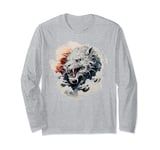 fierce anime asian dragon in clouds sunset japanese art Long Sleeve T-Shirt