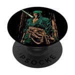 Art rétro japonais Zoro Anime Graphic PopSockets PopGrip Adhésif