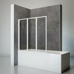 Schulte - Pare-baignoire pliant, pivotant, 127 x 120 cm, sans percer 3 volets, verre transparent 3 mm, profilé blanc