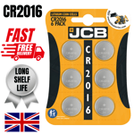 JCB CR2016 Batteries x 6 Lithium Button Coin Cell Battery CR 2025 3V