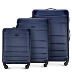 WITTCHEN Valise de Voyage Set de 3 valises Valise à roulettes Bagages à Main en ABS avec 4 roulettes pivotantes Serrure à Combinaison Poignée télescopique Globe Line Bleu Marine