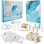 Xndryan DIY Journal Kit for Girls, Scrapbook & Diary Supplies Set, DIY Journal Set for Tweenage, Journal Art Crafts Kit, Ideal Xmas Gifts for 6 7 8 9 10 11 12 Year Old Girls Boys(Blue)