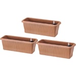 Paille - Lot de 3 jardinières auto-arrosantes pour l'intérieur et l'extérieur. Lot de 3 bacs à fleurs 40x20x17,5h avec système d'auto-arrosage