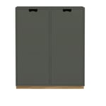 Asplund - Snow Cabinet E D42 Covered Doors - Green Khaki, Ek Sockel - Vitrinskåp