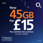 O2 60GB Pay As You Go SIM Card