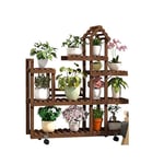 Nbvcxz Support à Plantes, étagère à Fleurs en Bois Multicouche avec Roues étagère d'affichage Mobile extérieure intérieure pour Support de Pot de Patio en Bois