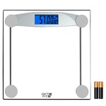 Get Fit Bathroom Scales - Monitor Weight Loss - Digital Weighing Scale - High Precision Strain Gauge Sensor, LCD Display, Automatic On/Off, Room Temperature & Battery Health Indicator - Transparent