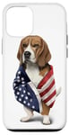 Coque pour iPhone 12/12 Pro Beagle Dog Patriot Wrap dans le drapeau des USA American Spirit