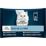 GOURMET PERLE , Chat , Duo de la Mer , Sachets Fraîcheur au Poisson pour Chats Adultes , 48 x 57 g , Lot de 12