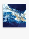 Dance Of The Coral Reef - Abstract Embellished Canvas Print, 100 x 100cm, Cobalt Blue/Gold