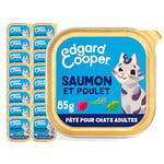 Edgard & Cooper Pâté pour Chat, Adulte, (Saumon & Poulet, 85g x 16), Viande et Poisson Frais et protéines de qualité, Vrais ingrédients pour Chat, Pâté pour Chat stérilisé et Actif