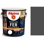 Peinture fer antirouille Gris carbone brillant 2.5L ALPINA décoration protection intérieur extérieur