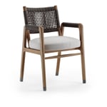 Flexform - Ortigia Armchair - Ash Dark Brown Ellisse 1174 - Ruokapöydän tuolit - Harmaa - Nahka/Puu/Tekstiili materiaali