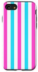 Coque pour iPhone SE (2020) / 7 / 8 Rose Bleu rayé Esthétique Girly Preppy White Stripes