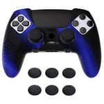 PlayVital 3D Studded Edition Anti-Slip Silicone Cover Case for ps5 Edge Controller, Soft Rubber Protector Skin for ps5 Edge Wireless Controller with 6 Thumb Grip Caps - Blue & Black