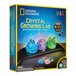 National Geographic Crystal Growing Kit for Kids - Educational Science Kits for Kids Age 8+ with 3 Crystals, 4 Genuine Gemstones and Light-Up Base | STEM Gifts for 8+ Year Old Boys and Girls