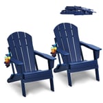 VEVOR Lot de 2 Chaise Adirondack Plastique Jardin Toutes Saisons Bleu Marine