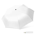 DORRISO Femme Automatique Parapluie Pliant Léger Compact Durable Parapluie Protection Solaire Anti-uv Confortable Portable étanche Ombrelle de Voyage Blanc