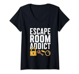 Womens Escape Room Addict Exit Game Escape Room V-Neck T-Shirt