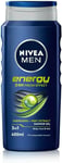 NIVEA MEN Shower Gel Energy (6 x 400ml), Energizing Body Wash with Mint Extract