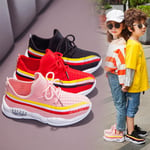 Children Shoes Boys Girls Striped Sports Pink 32