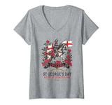 Womens St Georges Day Outfit Idea For Kids & Novelty English Flag V-Neck T-Shirt