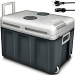 tillvex Glacière électrique 40L avec des roulettes | Mini-frigidaire 230 V et 12 V pour Camping avec Voiture | refroidit et réchauffe | Mode ÉCO (Gris)