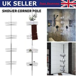 4 TIER NON RUST BATHROOM TELESCOPIC CORNER SHELF STORAGE SHOWER ORGANISER UK