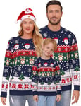 Gyabnw Family Xmas Jumper Womens UK Funny Ugly Christmas Sweaterr Winter Crew Neck Knitted Long Sleeve Tops