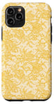 Coque pour iPhone 11 Pro Dentelle jaune vintage avec fleurs