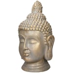 Statue Tête de Bouddha 74,5 cm, en Polyrésine, Aspect Bronze, Décoration pour Intérieur et Extérieur pour Salle Yoga, Reiki, Feng-Shui, Mantra et