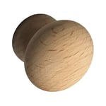 ALLES IM GRIFF Hemera Bouton de meuble en bois de hêtre cuit à la vapeur brut Ø 30 mm Profondeur 28 mm