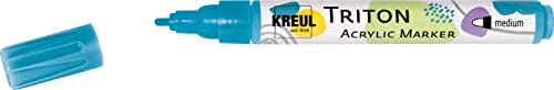 Kreul 17746-Triton Acrylic Marker Medium, Bleu, épaisseur de Trait 1 à 3 mm, pour Lignes et écritures, séchage satiné, résistant aux intempéries sur Supports absorbants, Turquoise Blue, One size