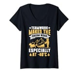 Womens Teamwork Makes the Dream Work Especially at -40 C Mushing V-Neck T-Shirt