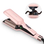 Boucleur à Cheveux 2 Tete, Fer à Friser 32 mm grandes boucles, PARWIN PRO BEAUTY Hair Curler, style ondulé avec 4 températures réglables, vagues instantanées (Rose)